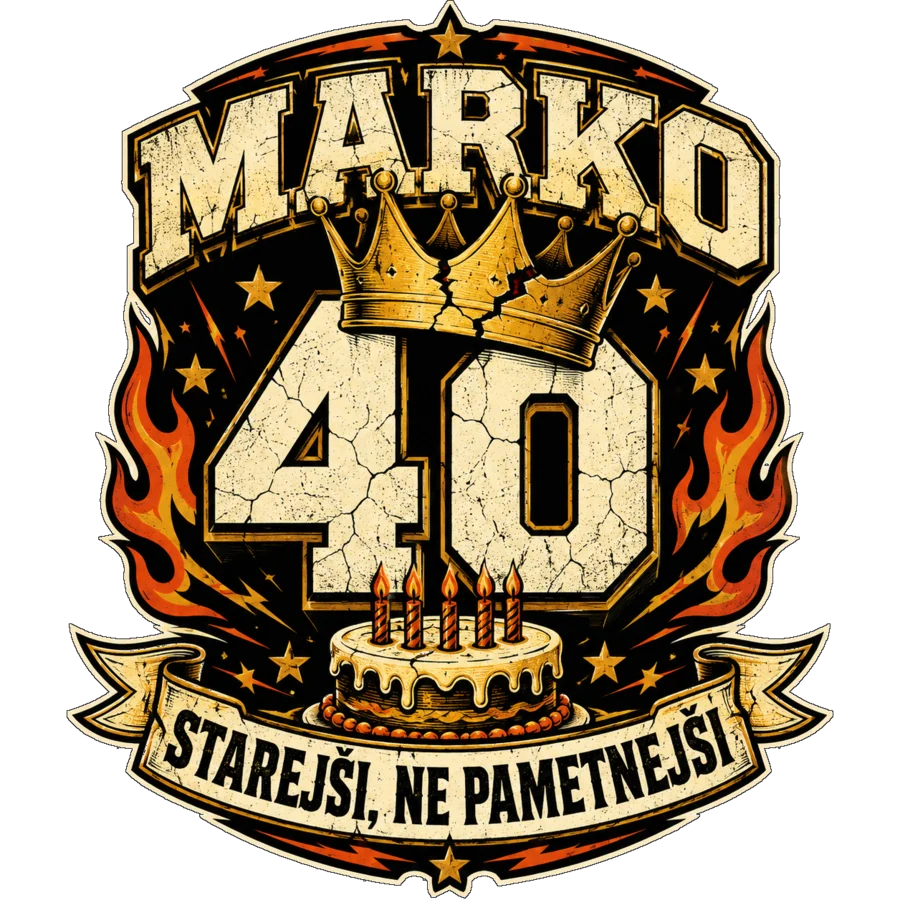Primer retro rojstnodnevnega motiva z imenom in veliko številko